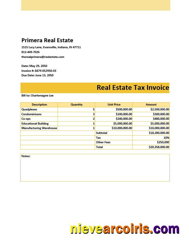Real Estate Tax Invoice
